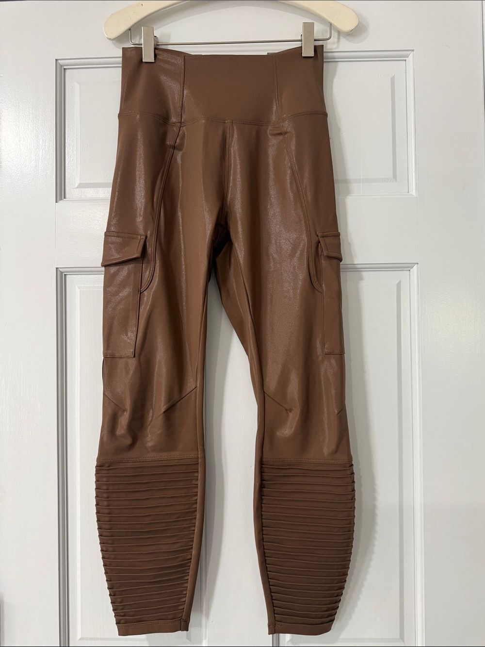 NWT Halara Women’s Small Tan Shimmer Moto Pocket M (7/8) Leggings High Waist